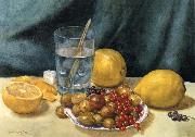 Hirst, Claude Raguet Still Life with Lemons,Red Currants,and Gooseberries Spain oil painting artist